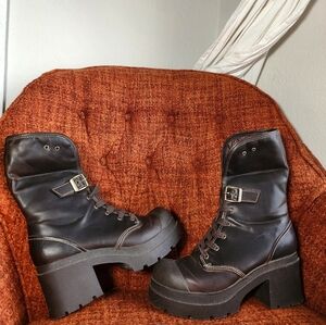 2000's Chunky Heel Combat Boots